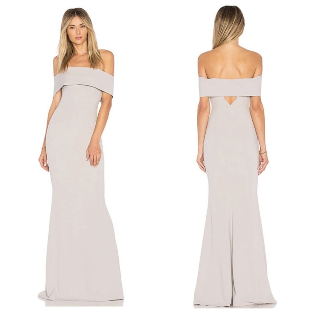 NEW KATIE MAY x REVOLVE Legacy Dove Gray Formal Evening Maxi Gown Dress Size 4